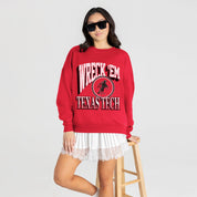 TEXAS TECH RED RAIDERS MAIN CHARACTER PREMIUM FLEECE DROP SHOULDER CREWNECK PULLOVER