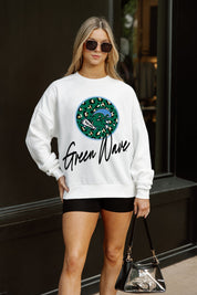 TULANE GREEN WAVE WILD BREAKTHROUGH PREMIUM FLEECE CREWNECK PULLOVER