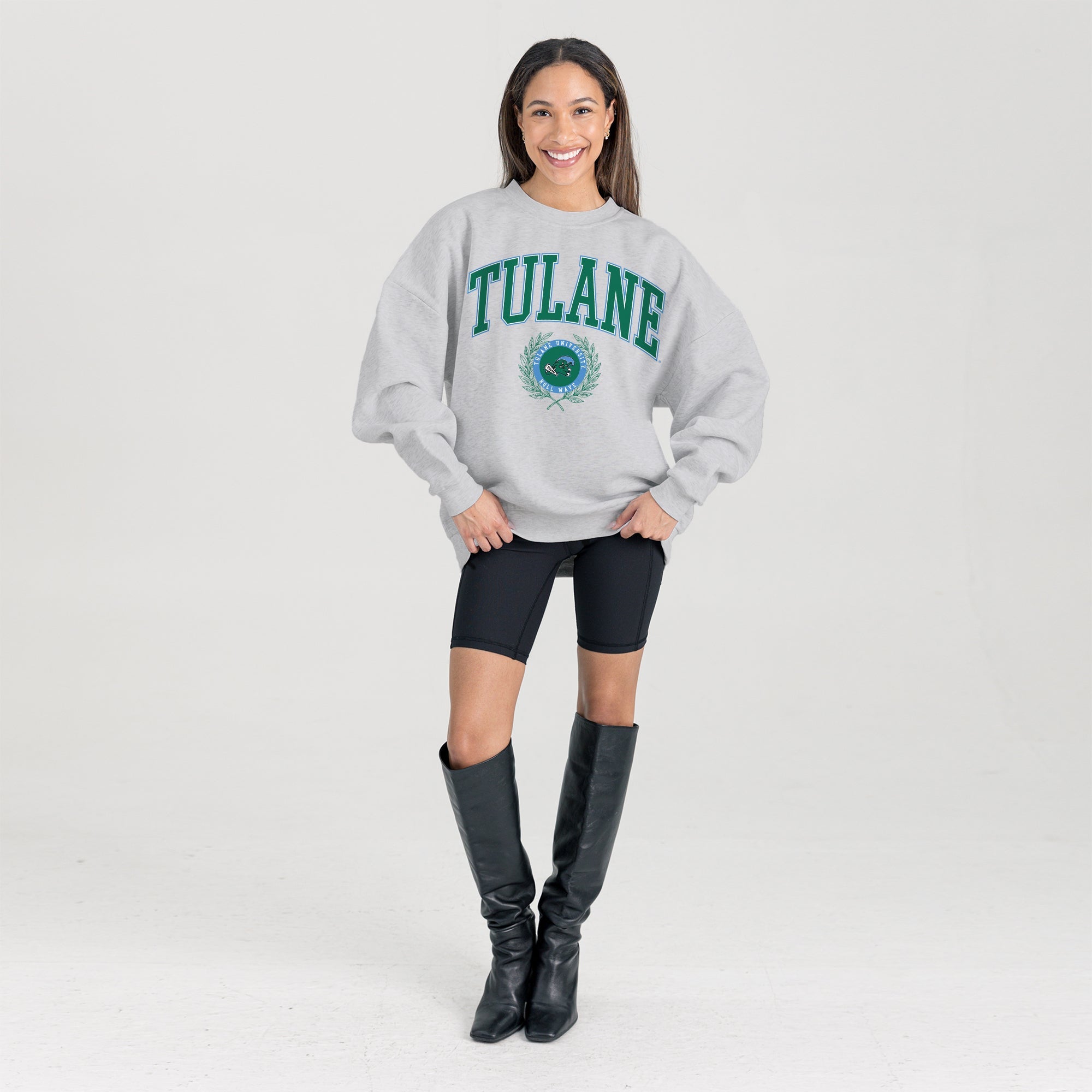 TULANE GREEN WAVE TRADITION REFINED PREMIUM FLEECE CREWNECK PULLOVER