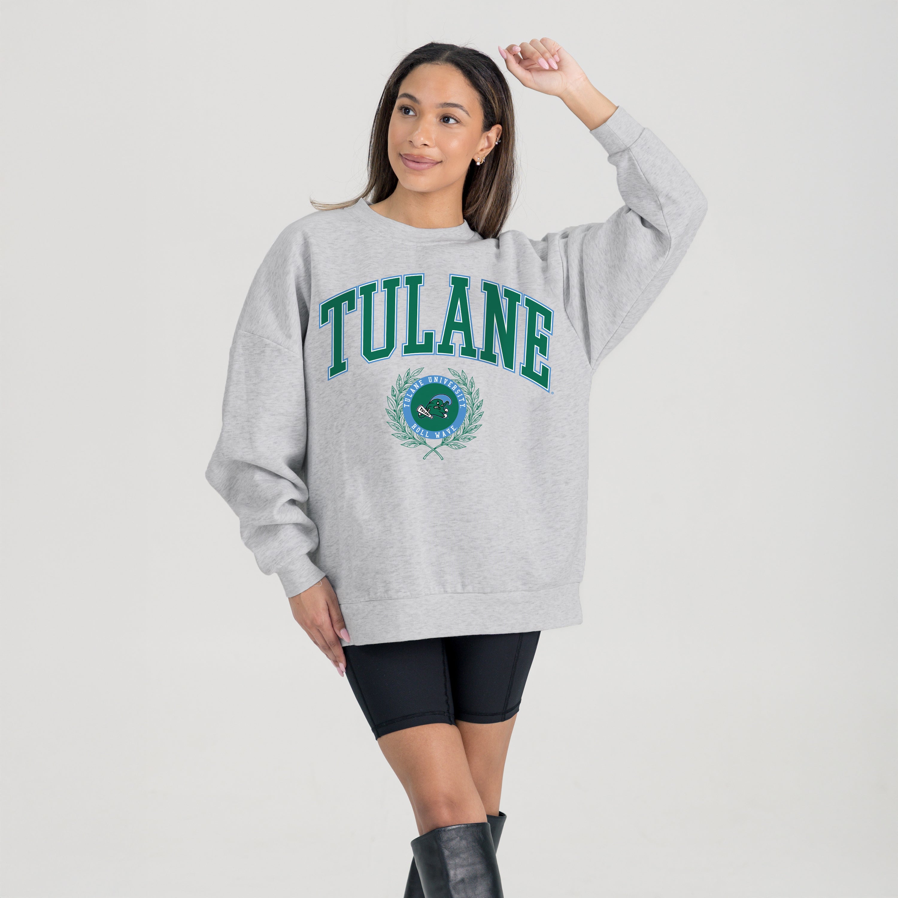TULANE GREEN WAVE TRADITION REFINED PREMIUM FLEECE CREWNECK PULLOVER