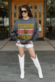 TUSKEGEE GOLDEN TIGERS WILD TAILGATE PREMIUM FLEECE DROP SHOULDER CREWNECK PULLOVER