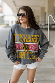 TUSKEGEE GOLDEN TIGERS WILD TAILGATE PREMIUM FLEECE DROP SHOULDER CREWNECK PULLOVER