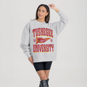 TUSKEGEE GOLDEN TIGERS PENNANT PRIDE PREMIUM FLEECE DROP SHOULDER CREWNECK PULLOVER