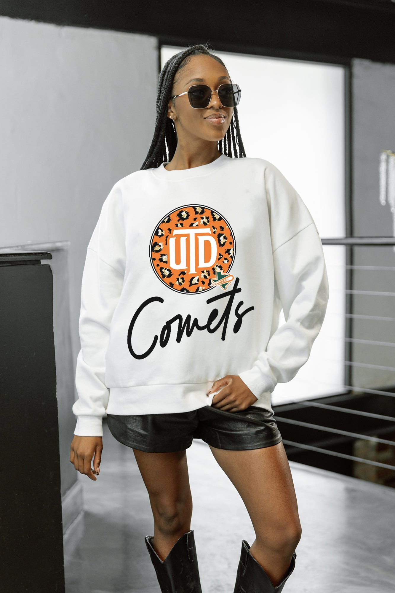 TEXAS AT DALLAS COMETS WILD BREAKTHROUGH PREMIUM FLEECE CREWNECK PULLOVER