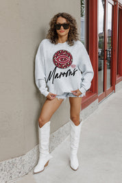 Ash Grey Chicago Maroons Going Wild Oversized Fleece Pullover - Full Length On-Model | Gameday Couture - SOHO