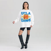 UCLA BRUINS 2026 WOMEN'S NATIONAL BASKETBALL CHAMPIONS PREMIUM DROP SHOULDER FLEECE CREWNECK PULLOVER