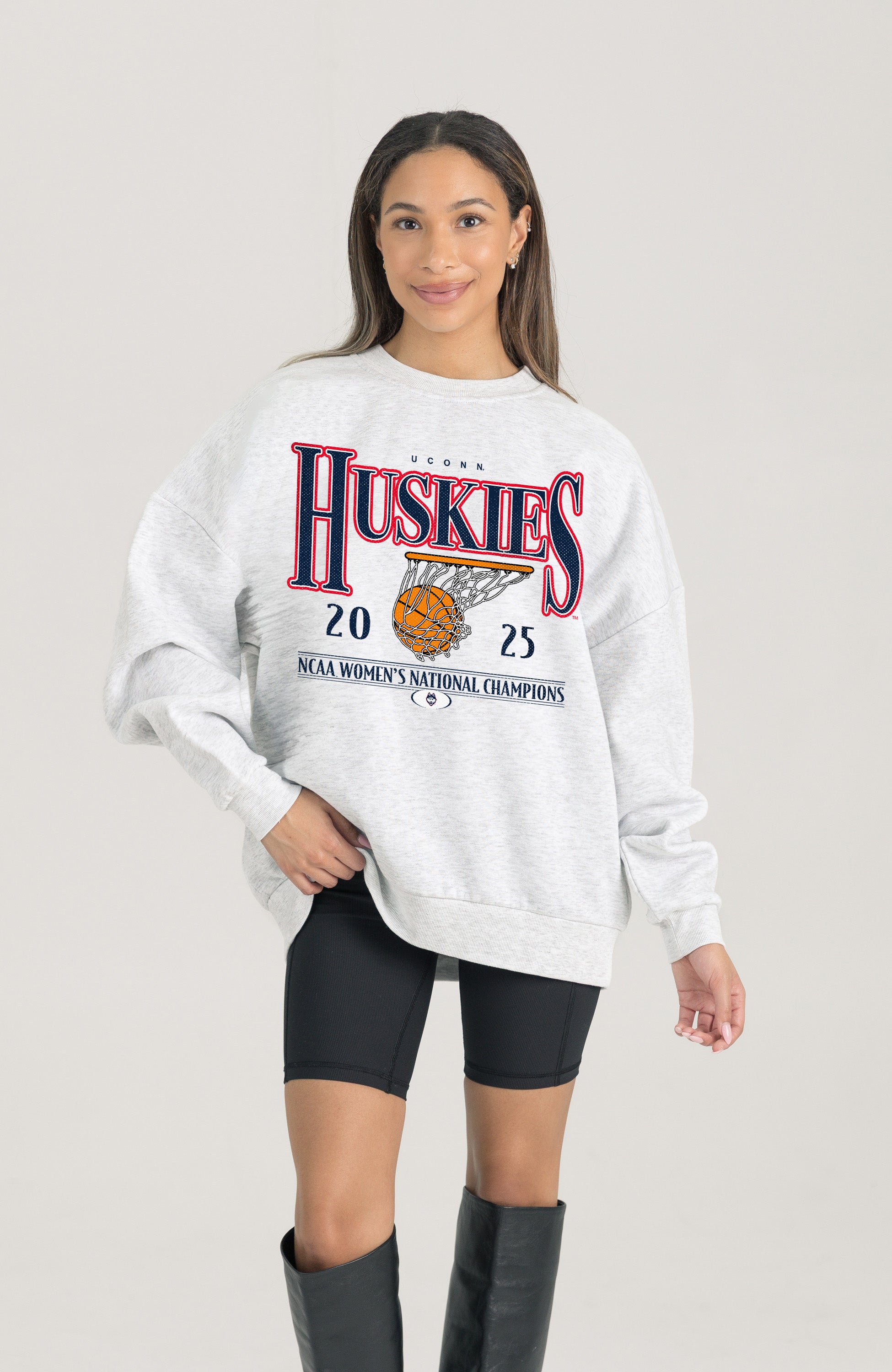 UCONN HUSKIES 2025 Women's Basketball National Champs Fleece Crew Pullover