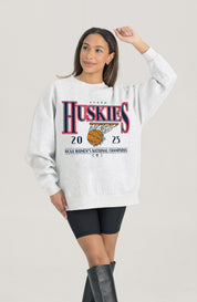 UCONN HUSKIES 2025 Women's Basketball National Champs Fleece Crew Pullover