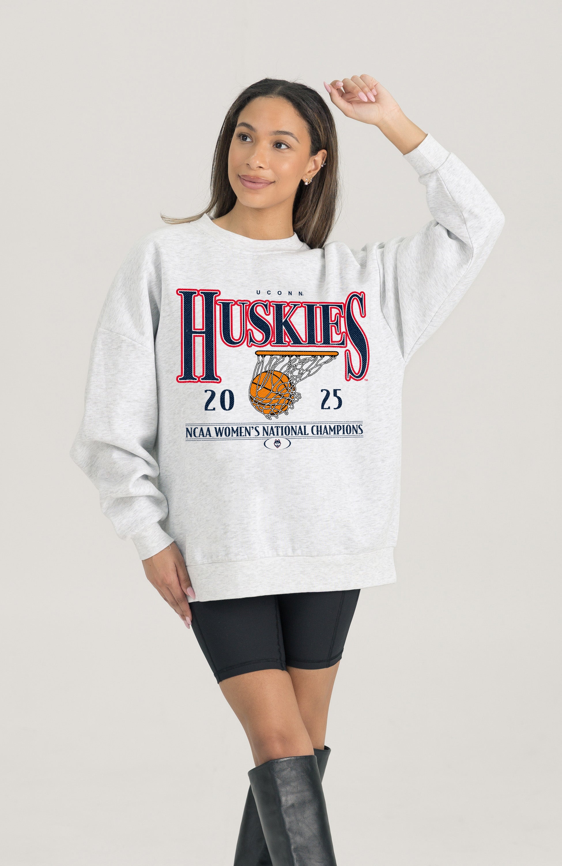 UCONN HUSKIES 2025 Women's Basketball National Champs Fleece Crew Pullover