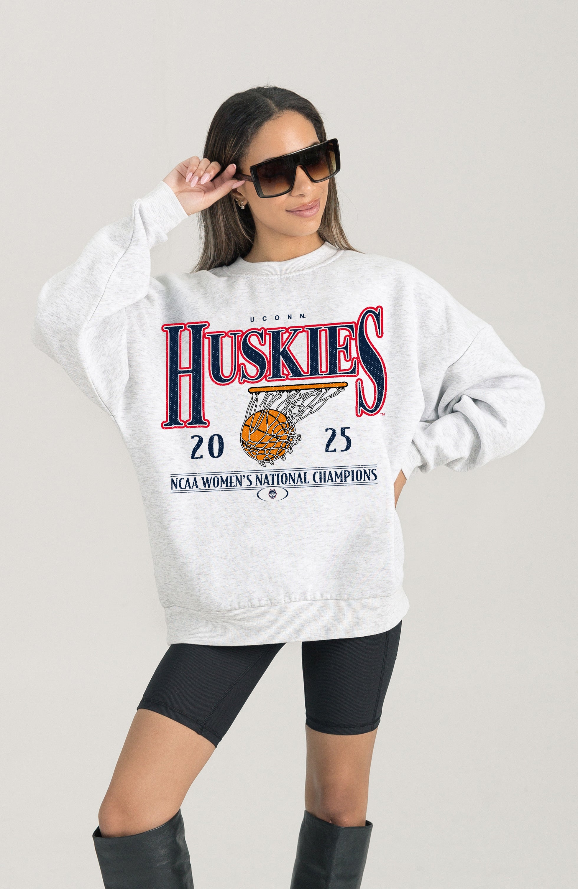 UCONN HUSKIES 2025 Women's Basketball National Champs Fleece Crew Pullover
