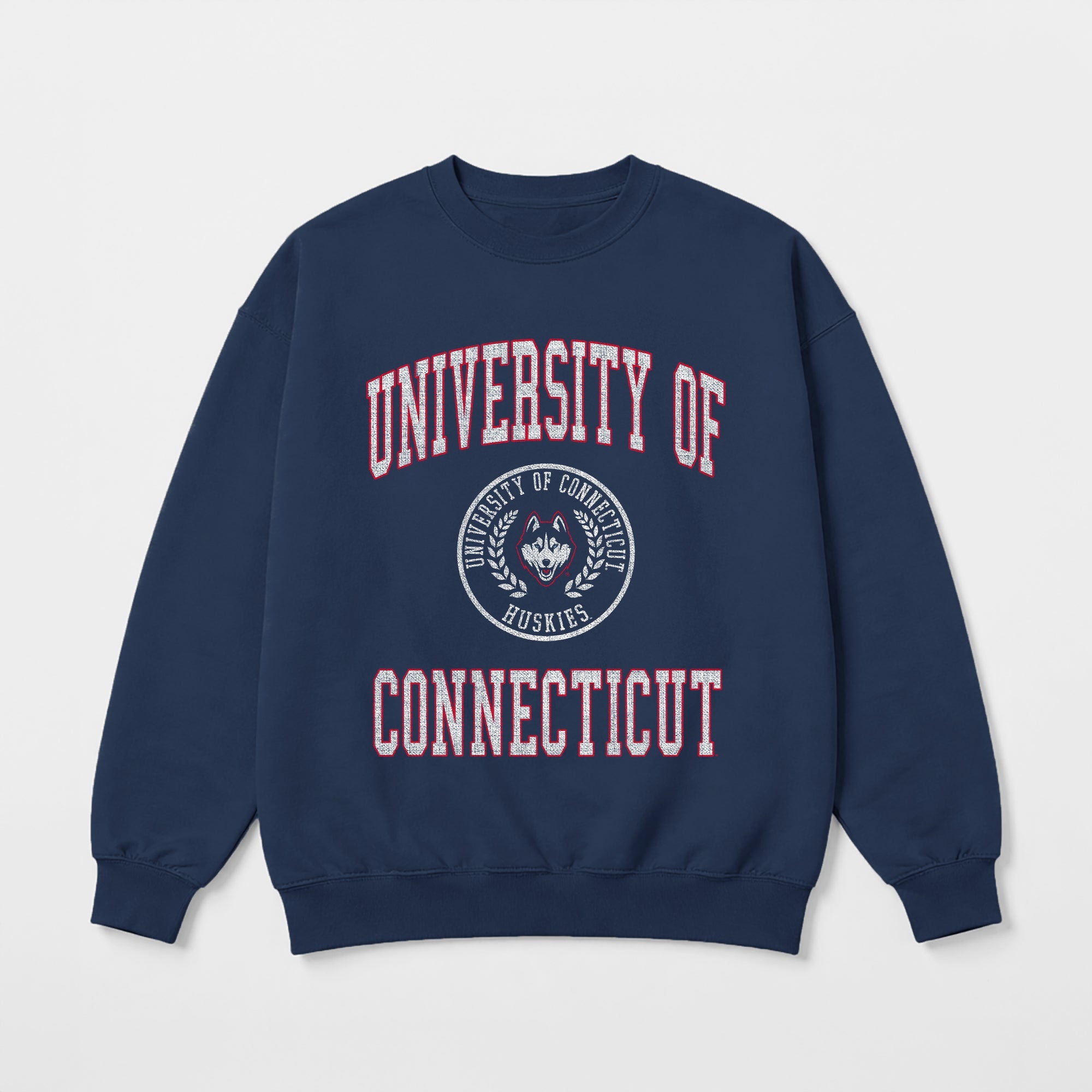 UCONN HUSKIES PRIME PLAY PREMIUM FLEECE DROP SHOULDER CREWNECK PULLOVER