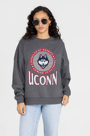 UCONN HUSKIES SATURDAY SEAL PREMIUM FLEECE DROP SHOULDER CREWNECK PULLOVER