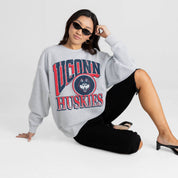 UCONN HUSKIES GAME ON PREMIUM FLEECE DROP SHOULDER CREWNECK PULLOVER