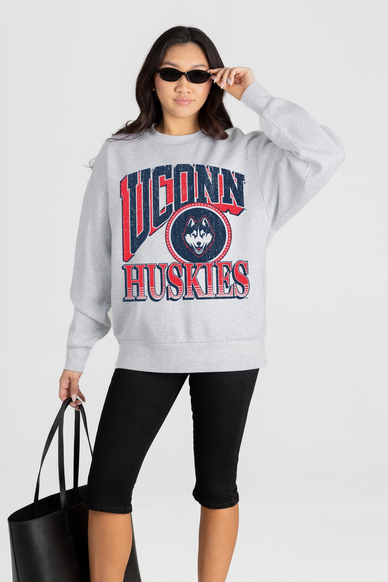 UCONN HUSKIES GAME ON PREMIUM FLEECE DROP SHOULDER CREWNECK PULLOVER