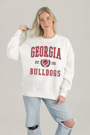 GEORGIA BULLDOGS TIMELESS TRIUMPH PREMIUM FLEECE DROP SHOULDER CREWNECK PULLOVER