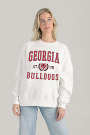 GEORGIA BULLDOGS TIMELESS TRIUMPH PREMIUM FLEECE DROP SHOULDER CREWNECK PULLOVER