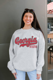 GEORGIA BULLDOGS CLASSIC WIN PREMIUM FLEECE CREWNECK PULLOVER