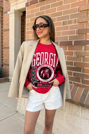 GEORGIA BULLDOGS CLASSIC ARCHIVES PREMIUM DROP SHOULDER FLEECE CREWNECK PULLOVER