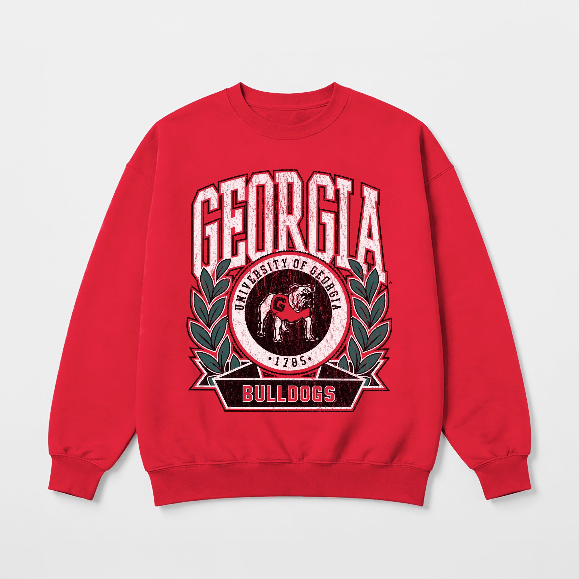GEORGIA BULLDOGS CLASSIC ARCHIVES PREMIUM DROP SHOULDER FLEECE CREWNECK PULLOVER