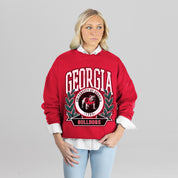 GEORGIA BULLDOGS CLASSIC ARCHIVES PREMIUM DROP SHOULDER FLEECE CREWNECK PULLOVER