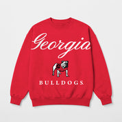 GEORGIA BULLDOGS LEGACY CLUB PREMIUM FLEECE DROP SHOULDER CREWNECK PULLOVER