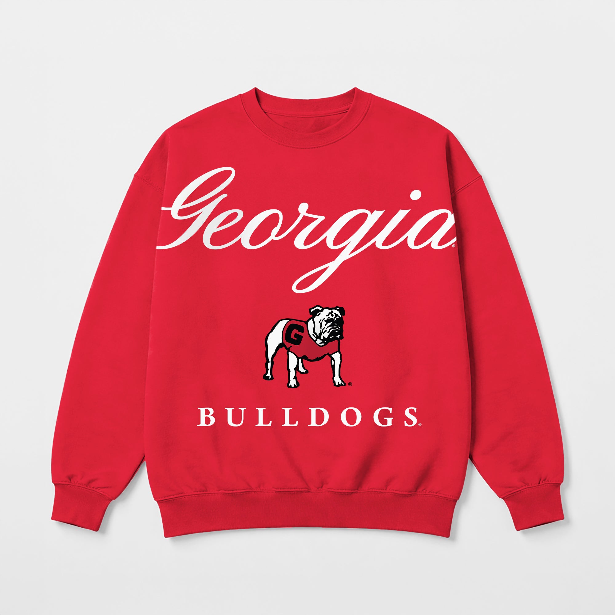 GEORGIA BULLDOGS LEGACY CLUB PREMIUM FLEECE DROP SHOULDER CREWNECK PULLOVER