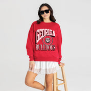 GEORGIA BULLDOGS MAIN CHARACTER PREMIUM FLEECE DROP SHOULDER CREWNECK PULLOVER