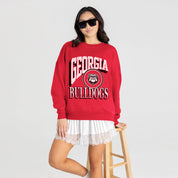 GEORGIA BULLDOGS MAIN CHARACTER PREMIUM FLEECE DROP SHOULDER CREWNECK PULLOVER