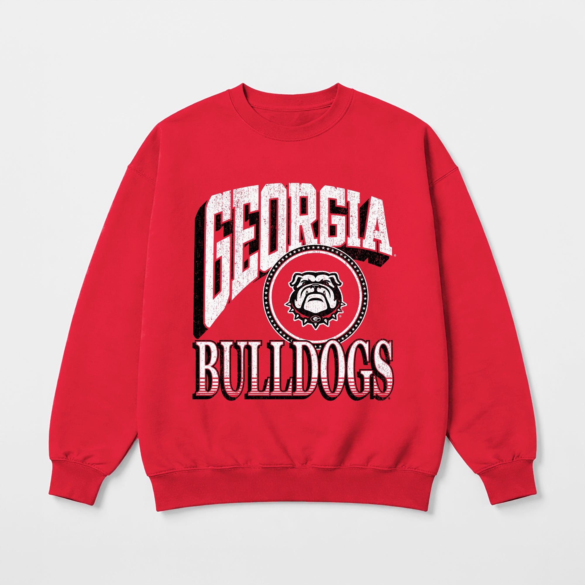 GEORGIA BULLDOGS MAIN CHARACTER PREMIUM FLEECE DROP SHOULDER CREWNECK PULLOVER