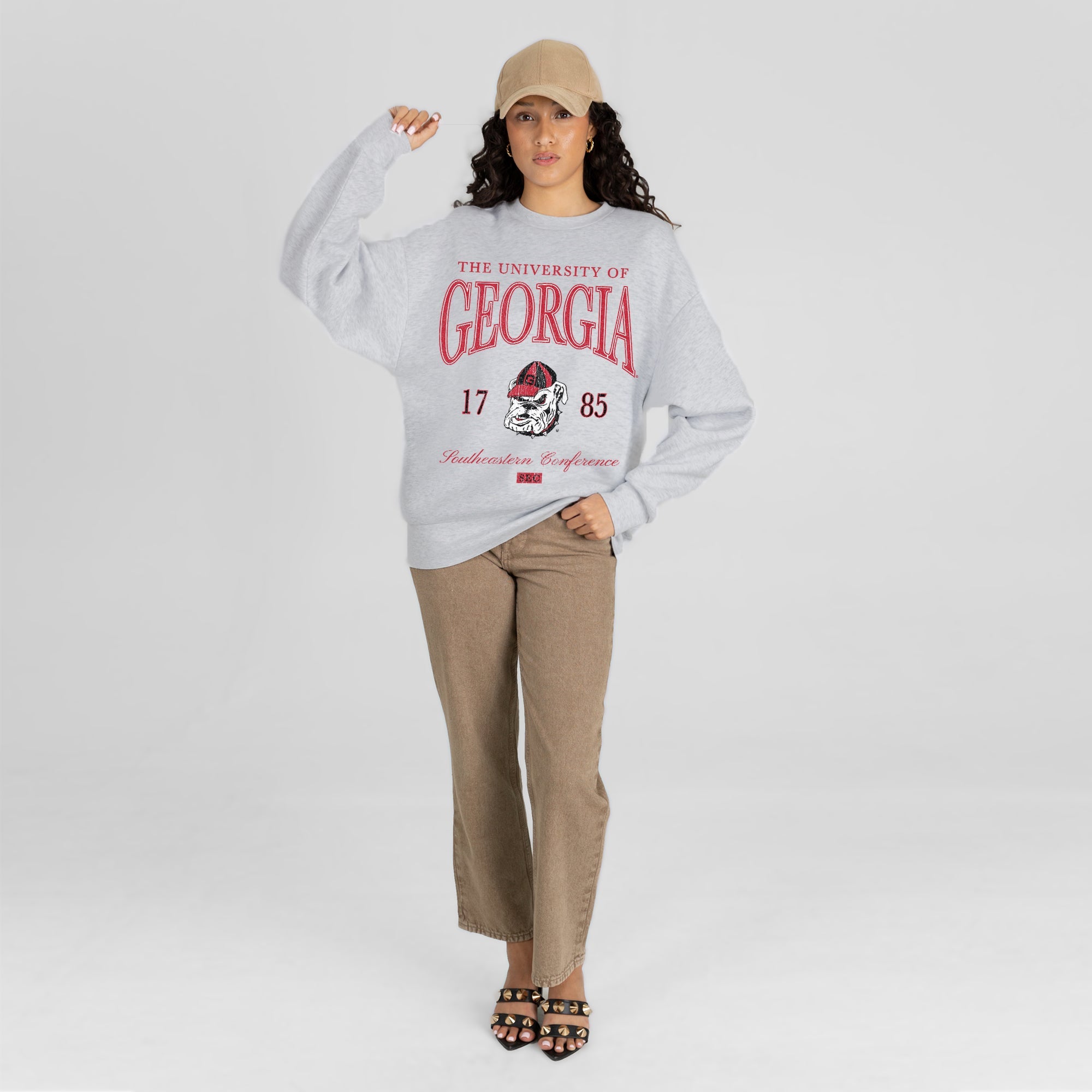 GEORGIA BULLDOGS INSTANT CLASSIC PREMIUM FLEECE DROP SHOULDER CREWNECK PULLOVER