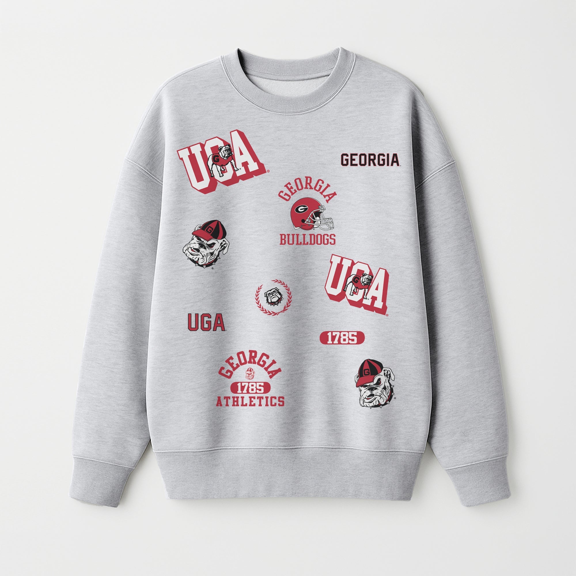 GEORGIA BULLDOGS ALL IN REPEAT PREMIUM FLEECE DROP SHOULDER CREWNECK PULLOVER