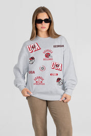 GEORGIA BULLDOGS ALL IN REPEAT PREMIUM FLEECE DROP SHOULDER CREWNECK PULLOVER
