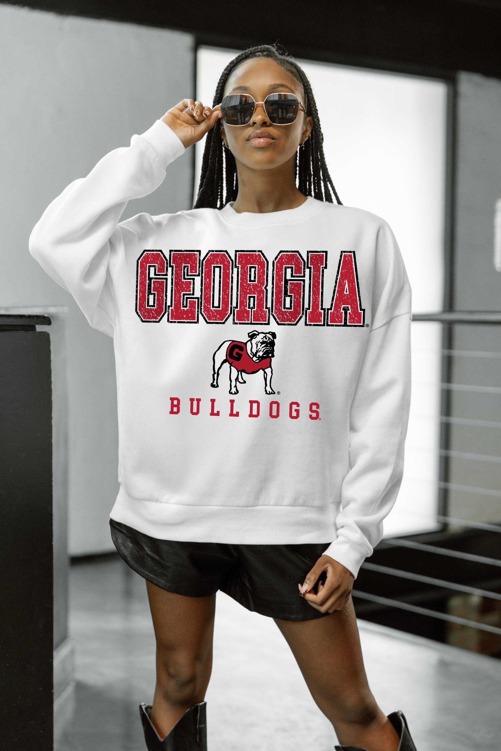GEORGIA BULLDOGS Freestyle Fleece Drop-Shoulder Pullover
