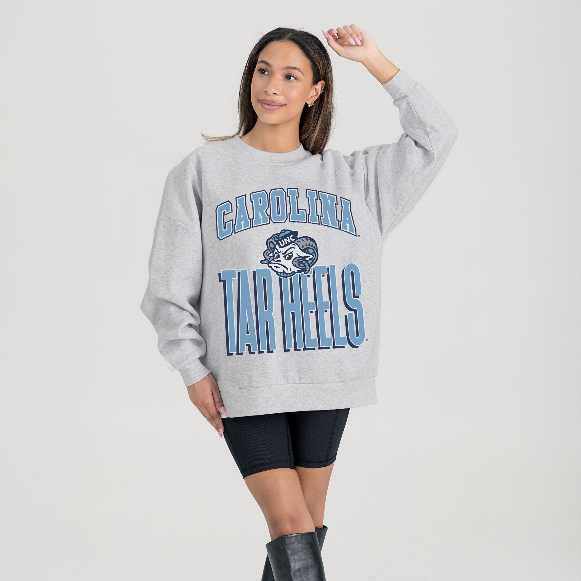 NORTH CAROLINA TAR HEELS FIERCE FOCUS PREMIUM FLEECE DROP SHOULDER CREWNECK PULLOVER