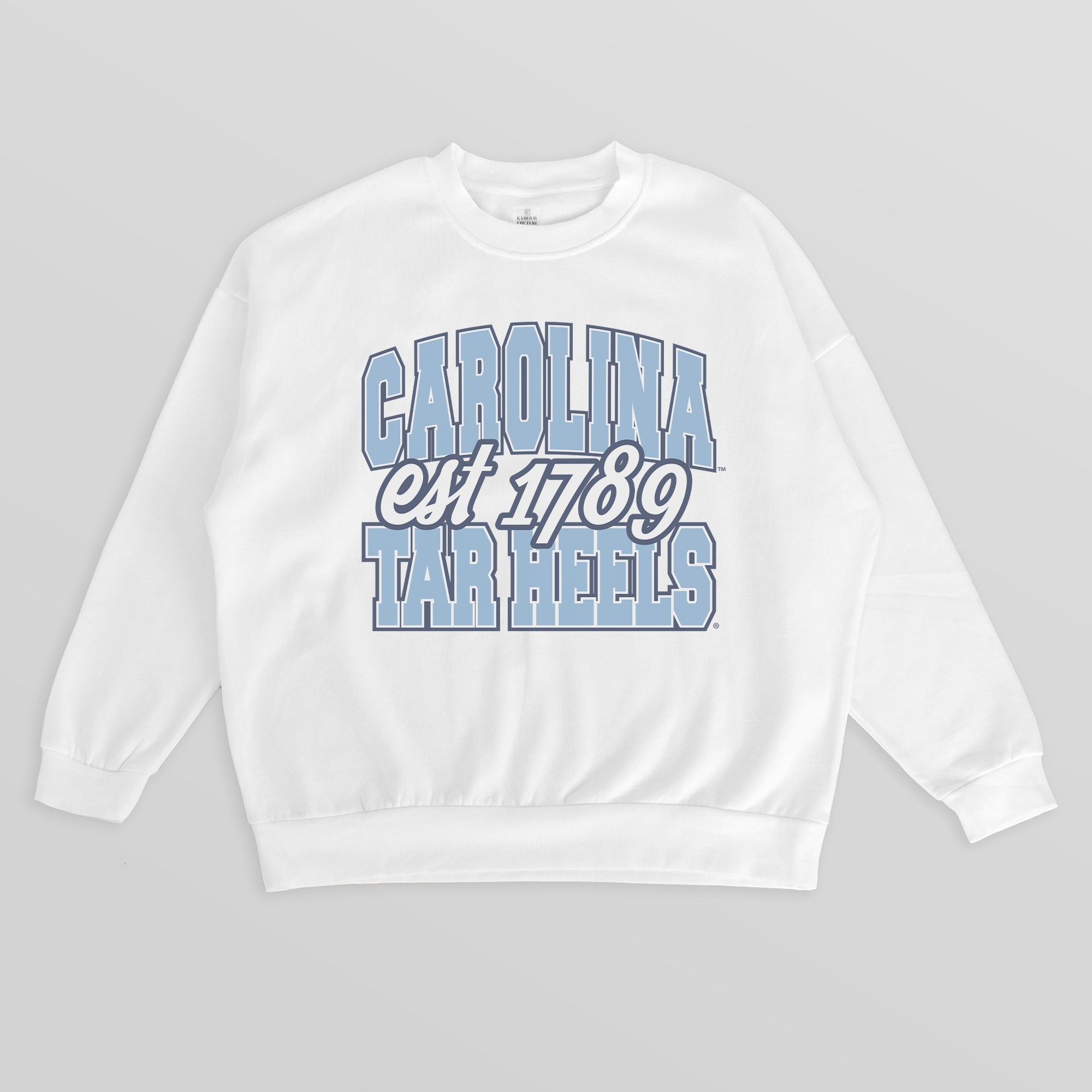NORTH CAROLINA TAR HEELS FADED FORMATION PREMIUM FLEECE DROP SHOULDER CREWNECK PULLOVER