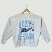 NORTH CAROLINA TAR HEELS PENNANT PRIDE PREMIUM FLEECE DROP SHOULDER CREWNECK PULLOVER