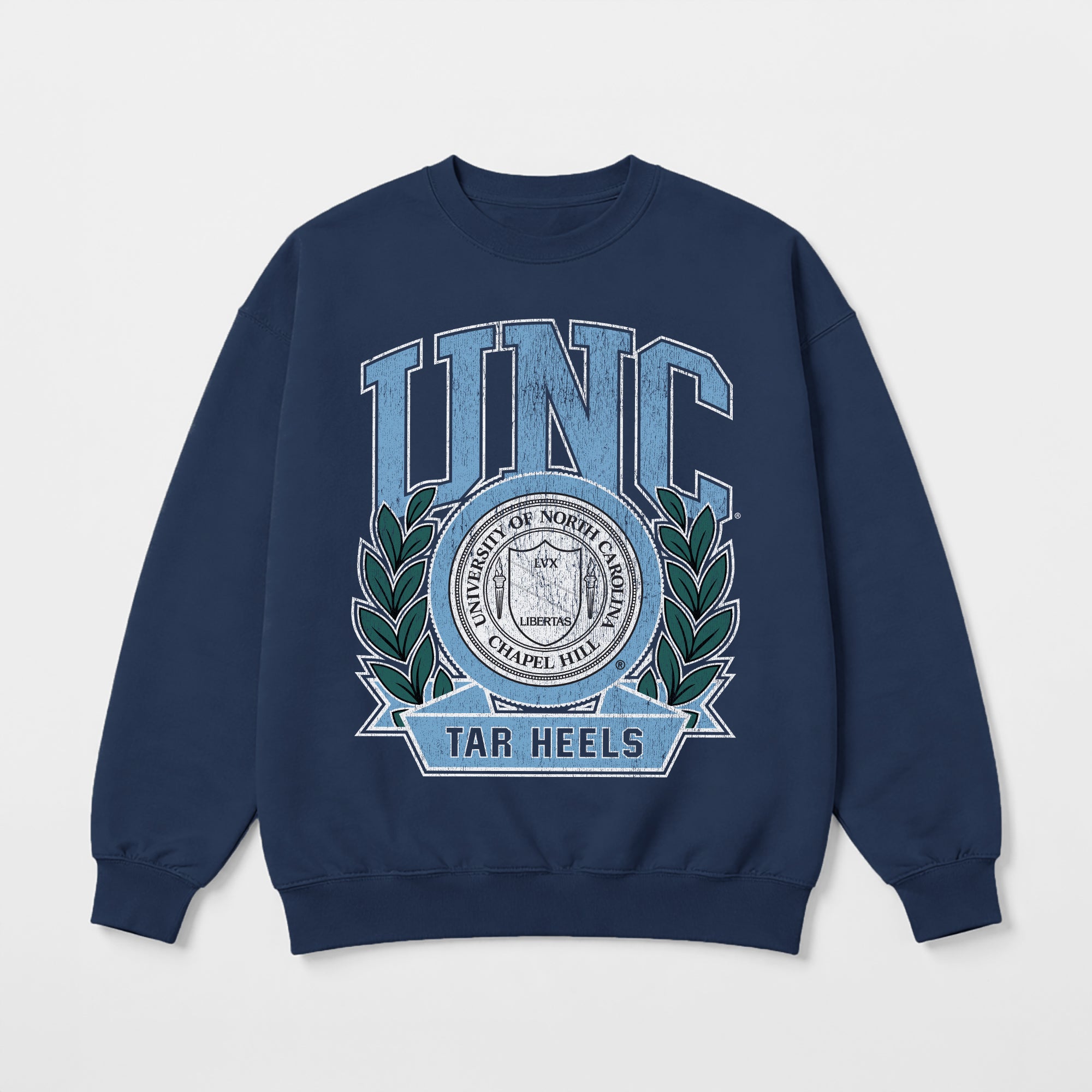 NORTH CAROLINA TAR HEELS CLASSIC ARCHIVES PREMIUM DROP SHOULDER FLEECE CREWNECK PULLOVER