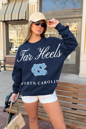 NORTH CAROLINA TAR HEELS LEGACY CLUB PREMIUM FLEECE DROP SHOULDER CREWNECK PULLOVER