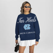 NORTH CAROLINA TAR HEELS LEGACY CLUB PREMIUM FLEECE DROP SHOULDER CREWNECK PULLOVER