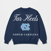 NORTH CAROLINA TAR HEELS LEGACY CLUB PREMIUM FLEECE DROP SHOULDER CREWNECK PULLOVER