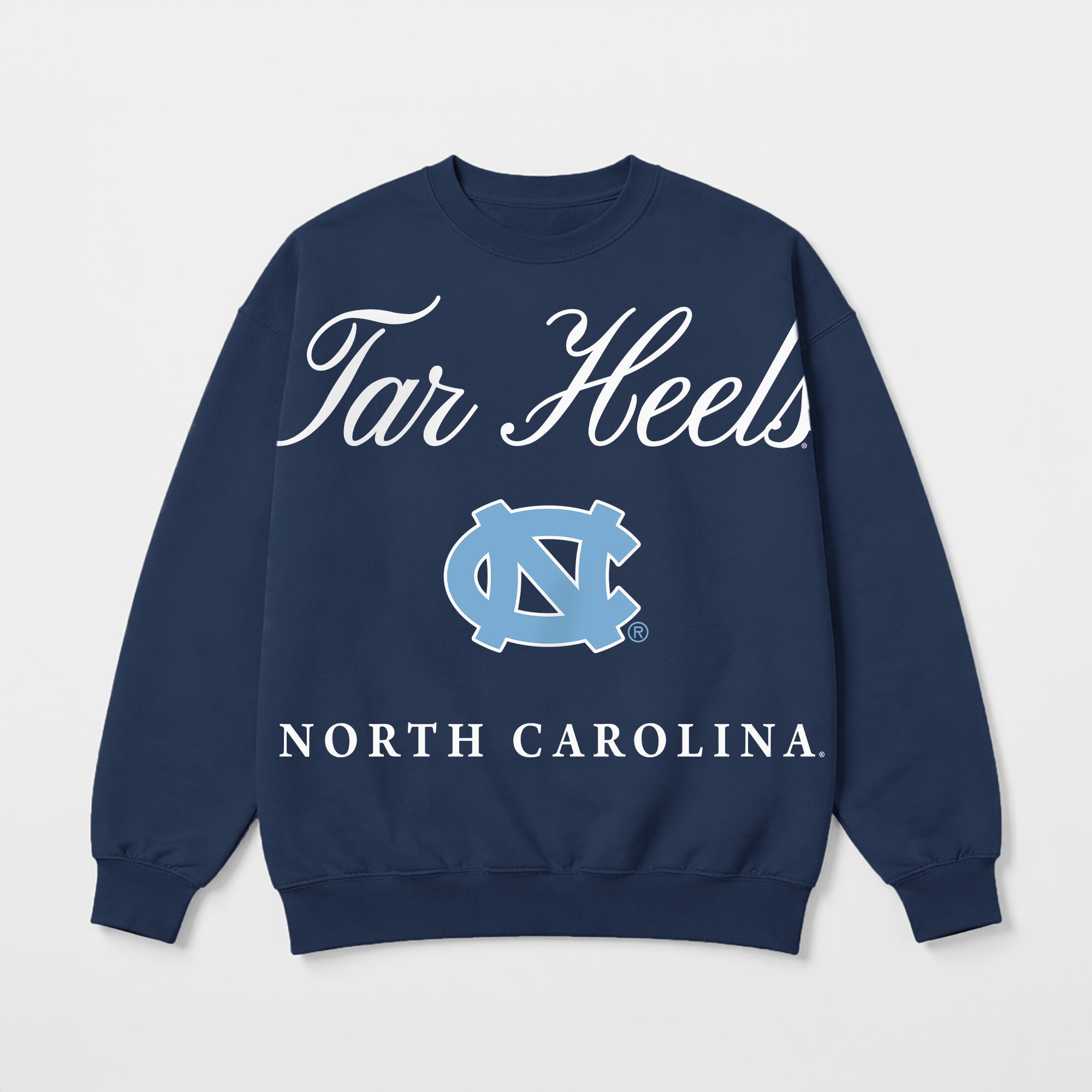 NORTH CAROLINA TAR HEELS LEGACY CLUB PREMIUM FLEECE DROP SHOULDER CREWNECK PULLOVER