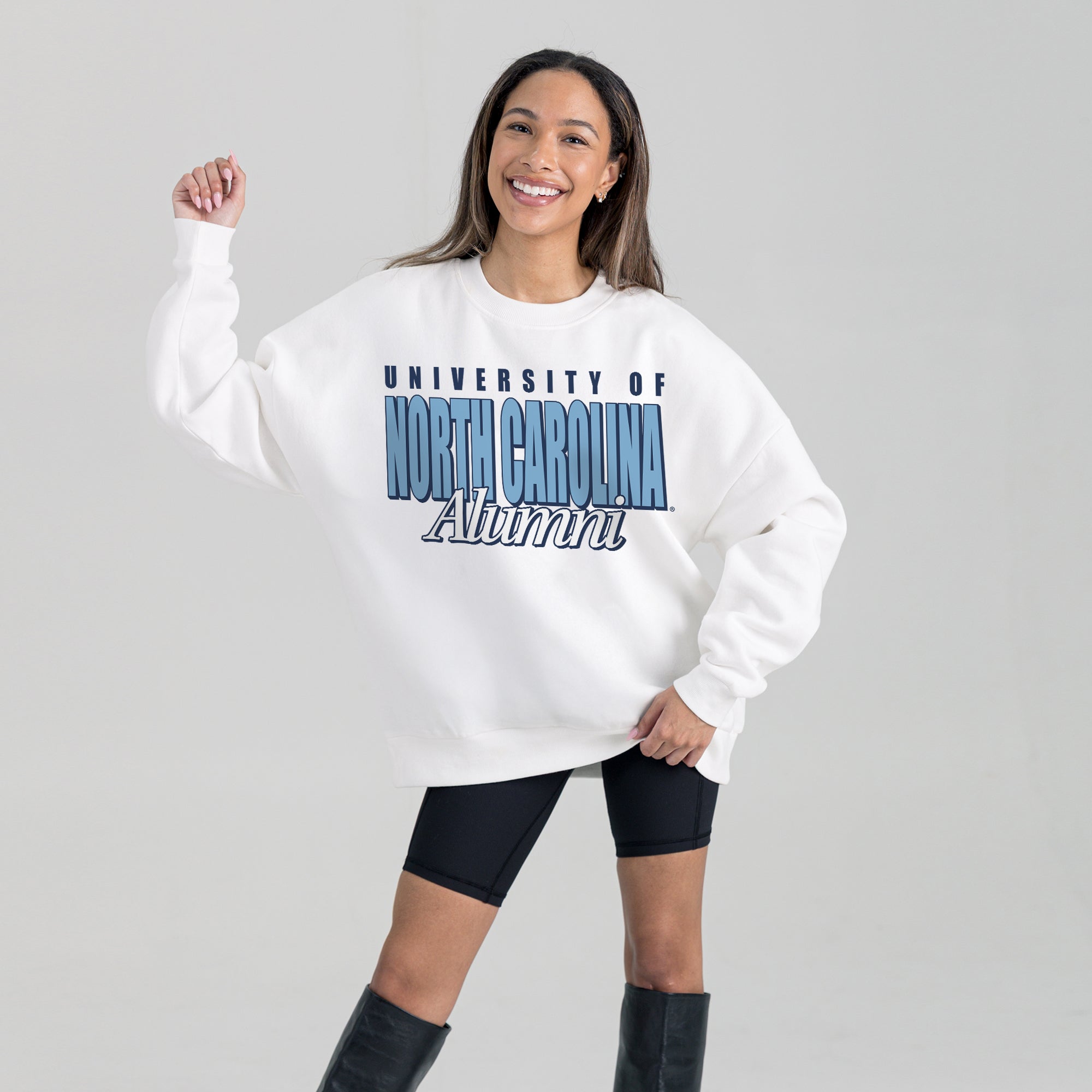 NORTH CAROLINA TAR HEELS ALUMNI ERA PREMIUM DROP SHOULDER FLEECE CREWNECK PULLOVER