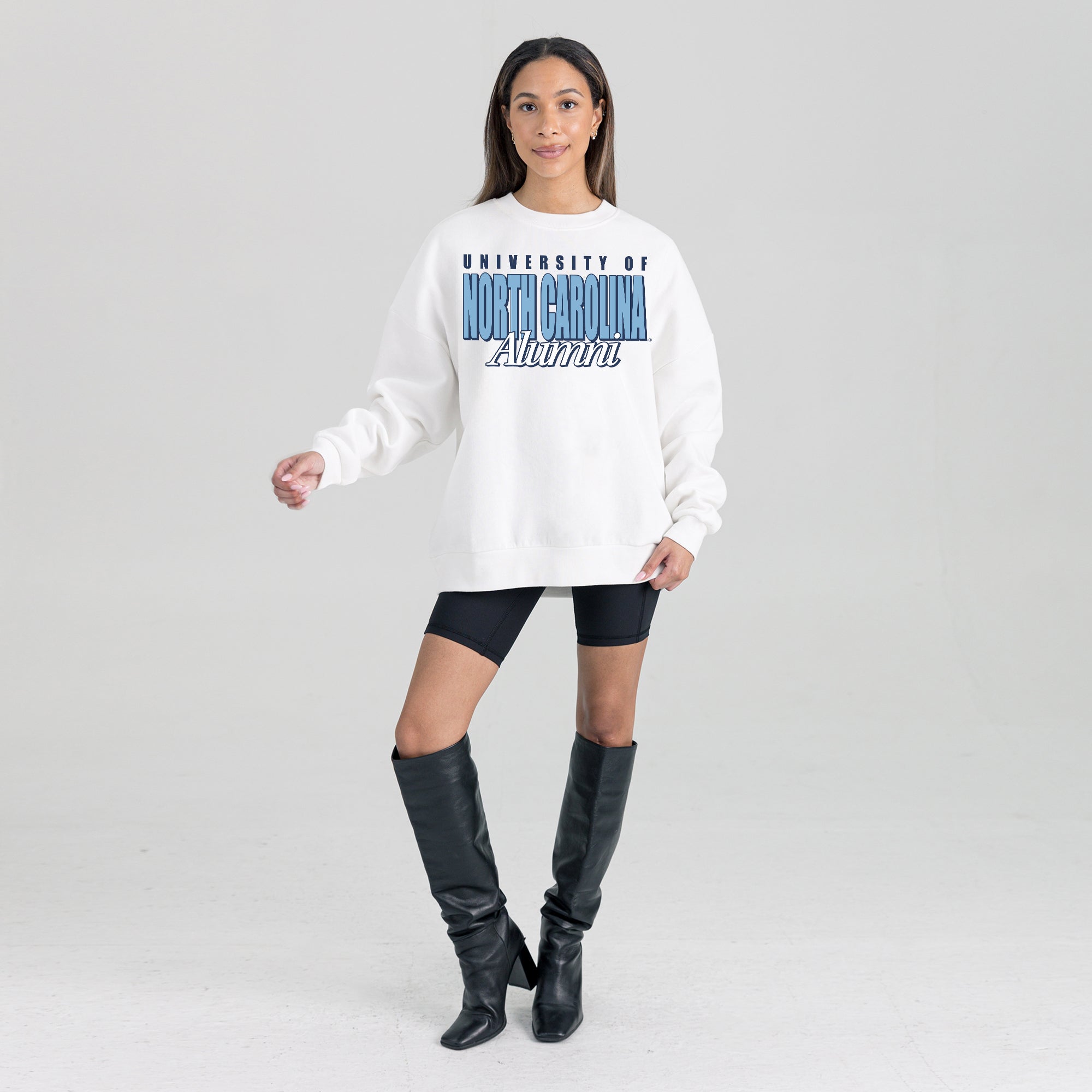 NORTH CAROLINA TAR HEELS ALUMNI ERA PREMIUM DROP SHOULDER FLEECE CREWNECK PULLOVER