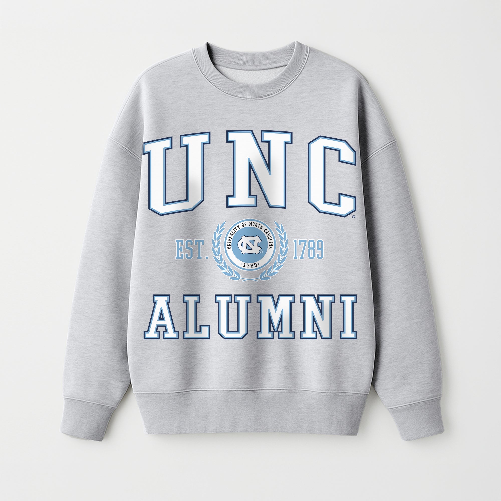 NORTH CAROLINA TAR HEELS DEGREE UNLOCKED PREMIUM DROP SHOULDER FLEECE CREWNECK PULLOVER