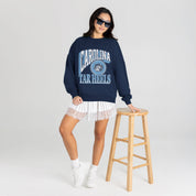 NORTH CAROLINA TAR HEELS MAIN CHARACTER PREMIUM FLEECE DROP SHOULDER CREWNECK PULLOVER