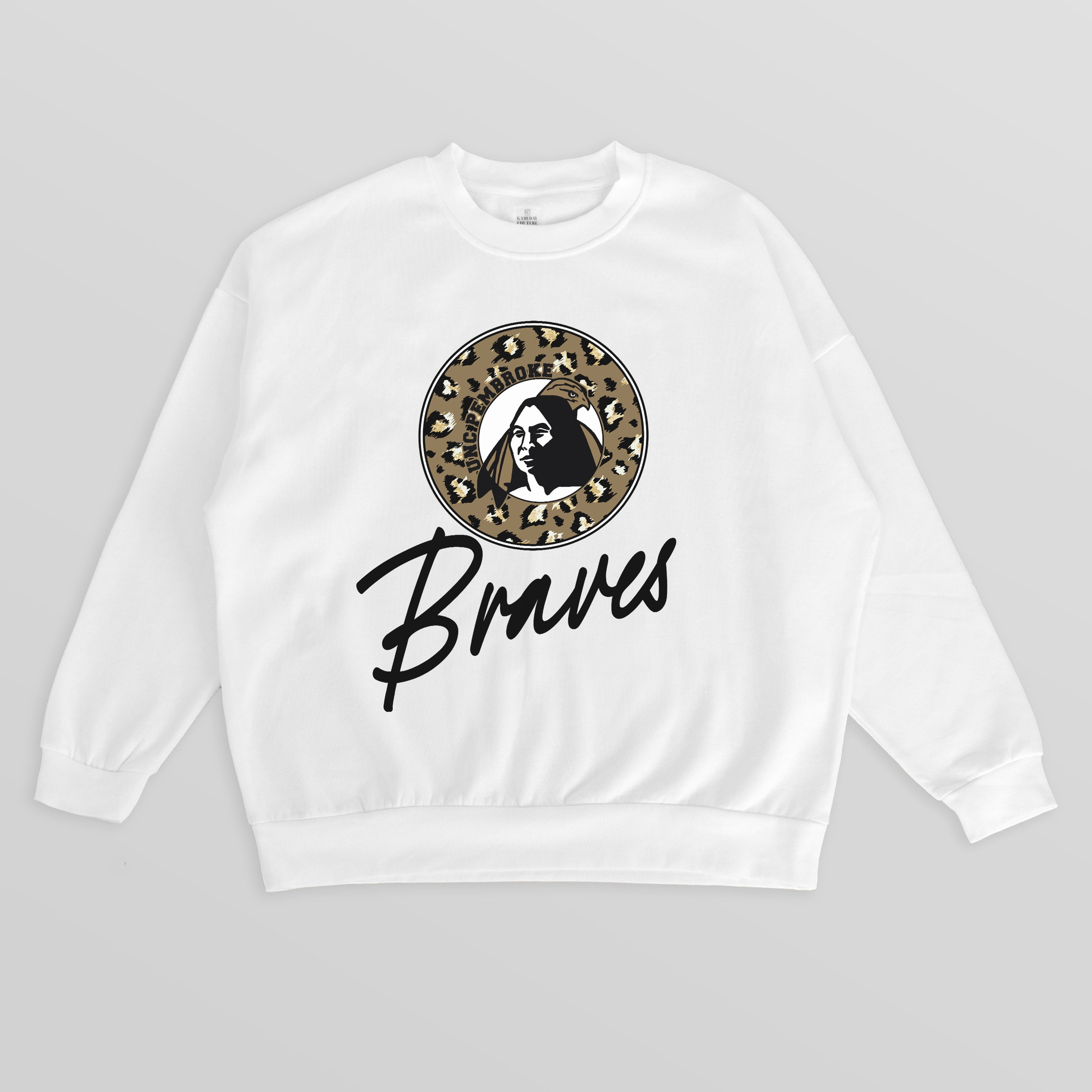 UNC AT PEMBROKE BRAVES WILD BREAKTHROUGH PREMIUM FLEECE CREWNECK PULLOVER