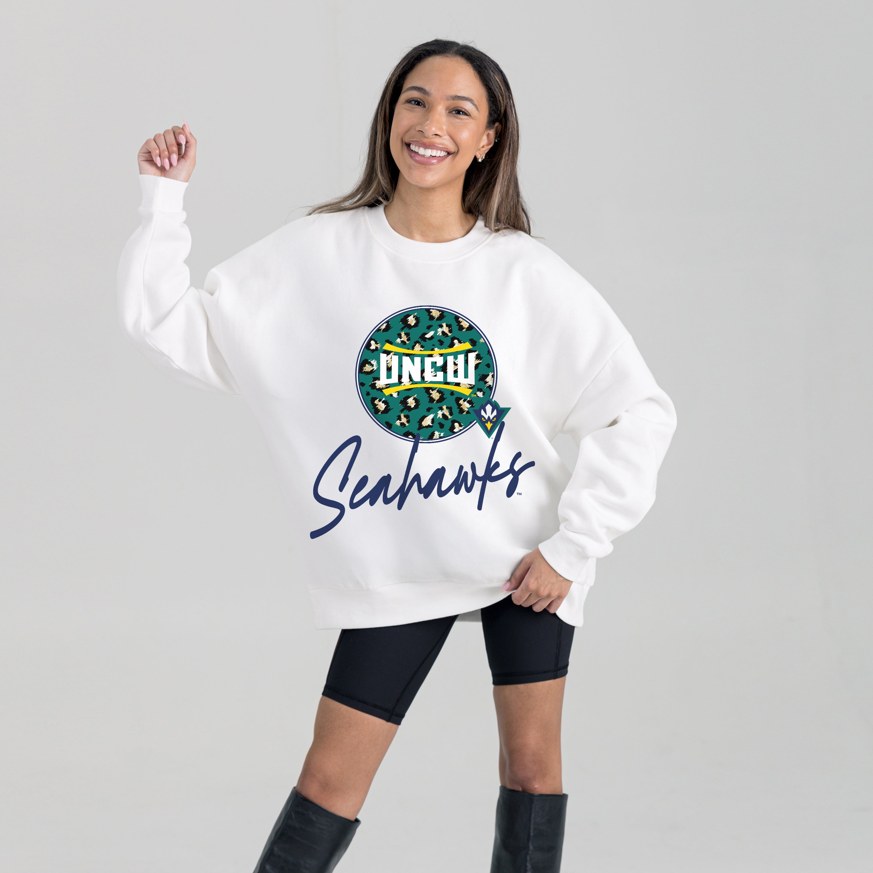 UNC WILMINGTON SEAHAWKS WILD BREAKTHROUGH PREMIUM FLEECE CREWNECK PULLOVER