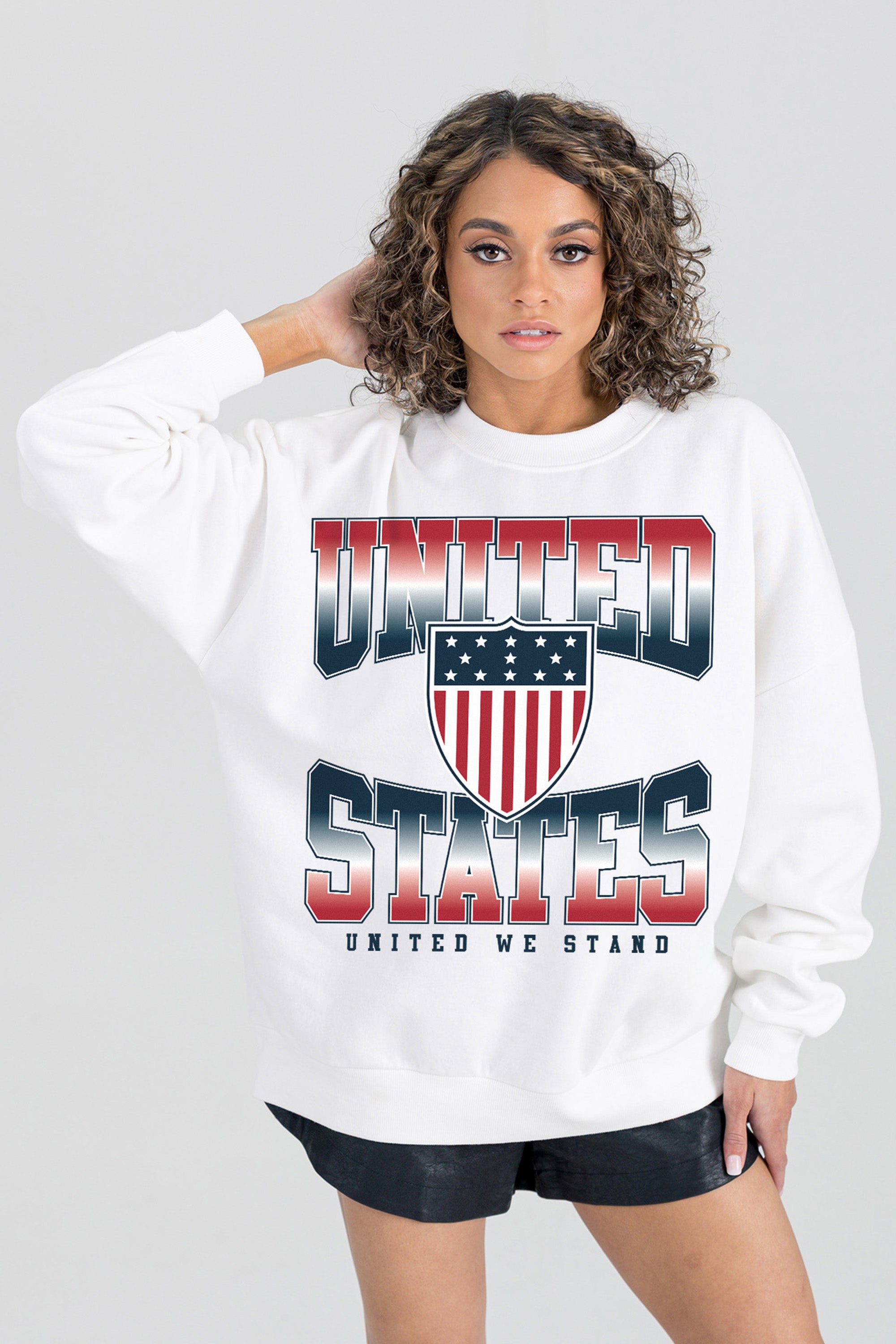 TEAM USA FADED GLORY PREMIUM FLEECE DROP SHOULDER CREWNECK PULLOVER