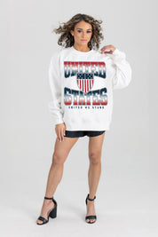 TEAM USA FADED GLORY PREMIUM FLEECE DROP SHOULDER CREWNECK PULLOVER