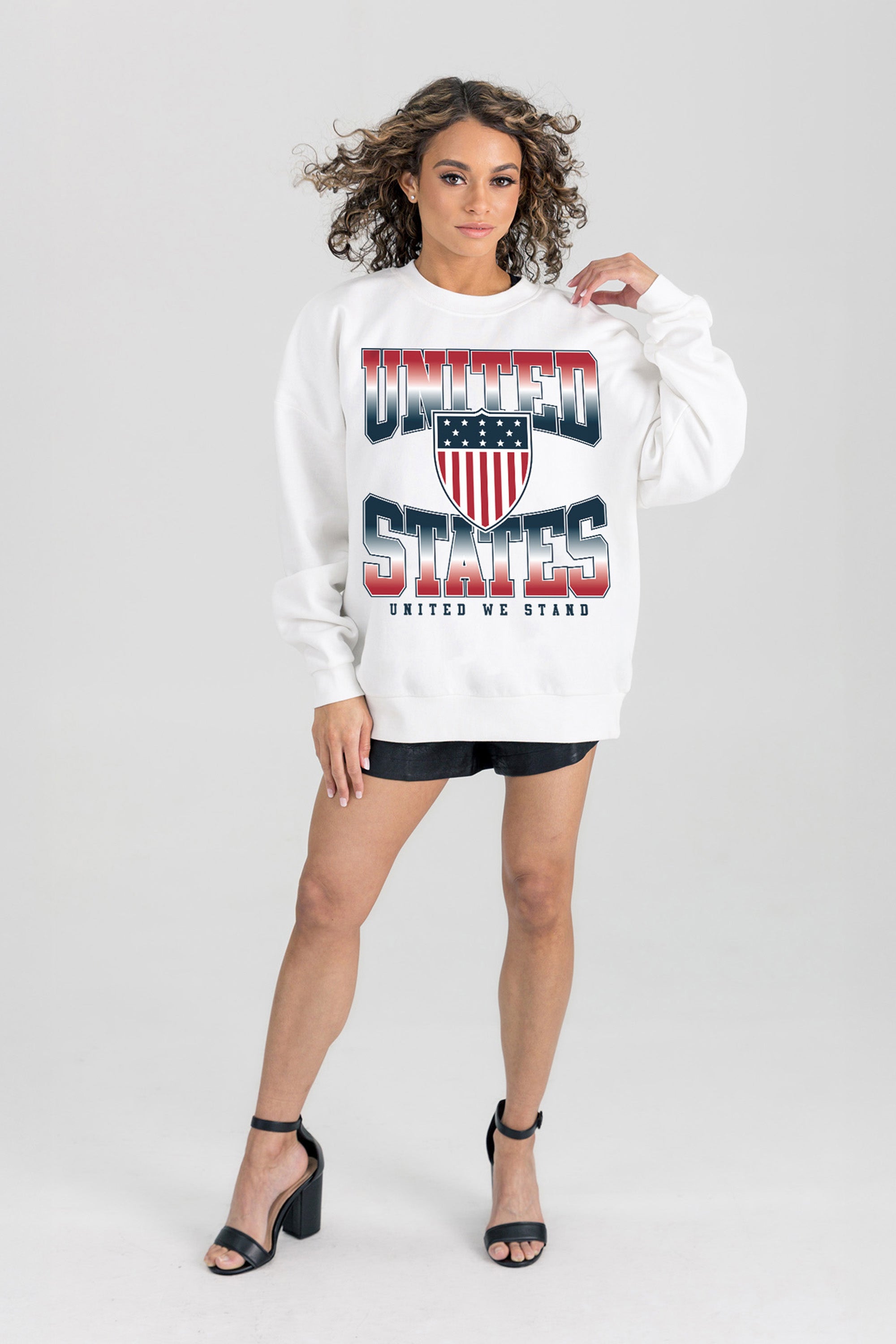 TEAM USA FADED GLORY PREMIUM FLEECE DROP SHOULDER CREWNECK PULLOVER